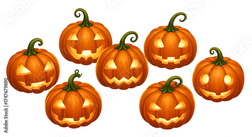 Illustration Of Halloween Pumpkins Isolated Background
