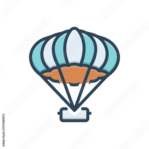 Color illustration icon for parachute