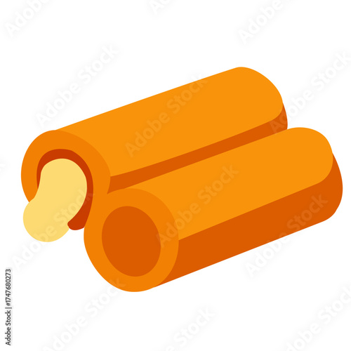 Crispy cheese rolls with melted filling, savory baked snack element perfect for appetizer, cafe, or food vector illustration.