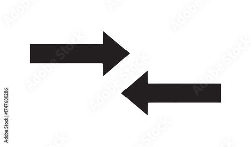 Two black arrows pointing towards each other on a white background