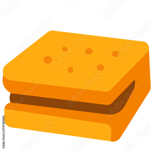 Golden cracker sandwich with chocolate cream, sweet and crispy snack element perfect for bakery, cafe, or dessert illustration.