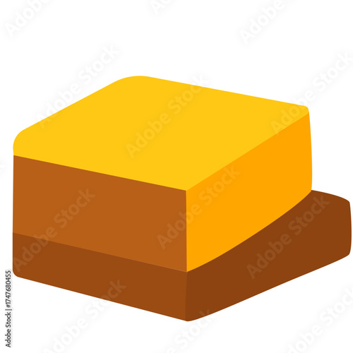 Soft butter cake slice with creamy texture, simple bakery snack element perfect for cafe, dessert, or sweet food illustration.