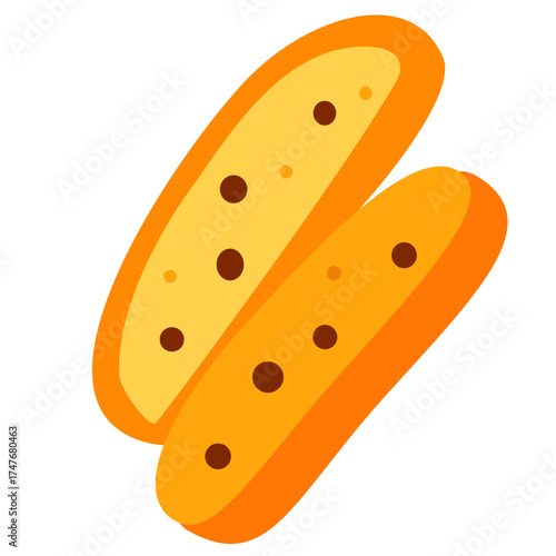 Crispy golden bread sticks, crunchy baked snack element perfect for appetizer, bakery, or cafe food illustration design concept.