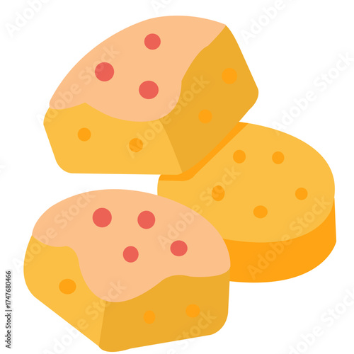 Golden cheese balls with seasoning, crunchy baked snack element perfect for salty food, fast food, or snack illustration.