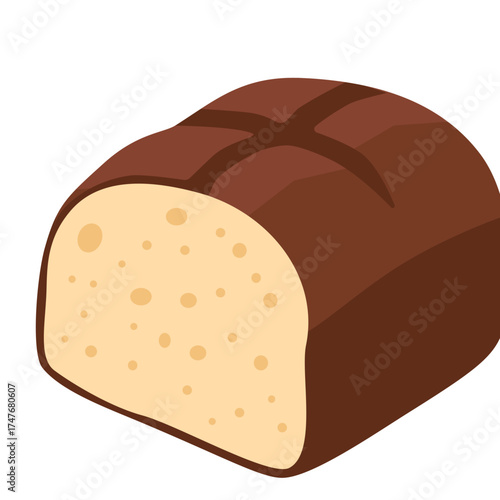 Chocolate roll cake slice, soft sponge texture with creamy filling, dessert element for bakery, cafe, or sweet menu.