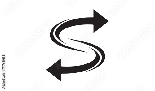 Black s shape with opposing arrows symbolizing exchange or balance