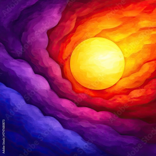 Vibrant Sunset with Gradient Colors and Grainy Texture