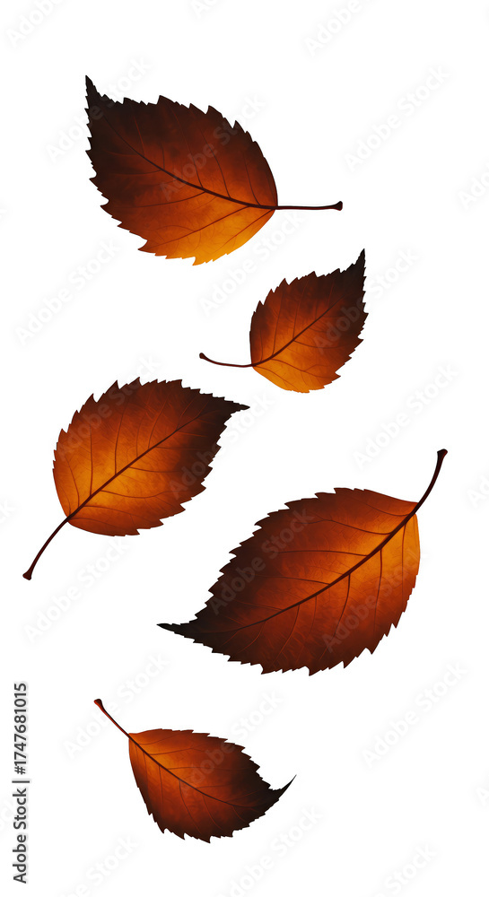 Fototapeta premium Autumn Leaves Isolated Background Photo Realistic Warm Tones