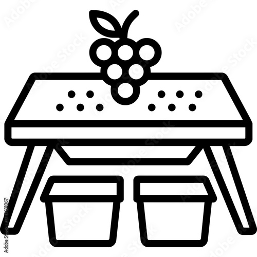 Grape sorting table outline icon vector