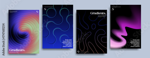 Futuristic posters collection with different modern design.