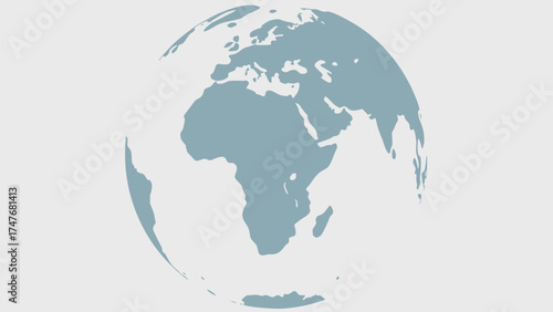Globe showing africa europe and parts of asia in muted blue on a white background in a vector image