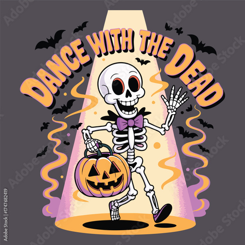 A spooky pumpkin pirate design with crossed bones, blending skull and pumpkin elements, perfect for horror T-shirts and Halloween graphics.