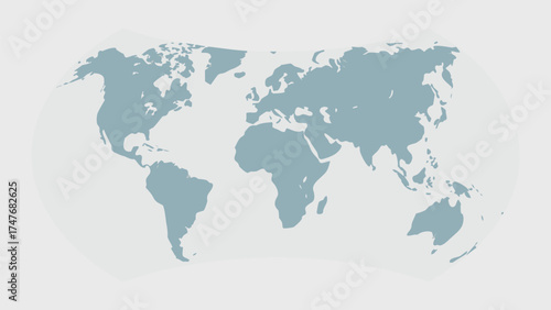 A light blue world map illustration showing the continents on a light gray background in a simple style