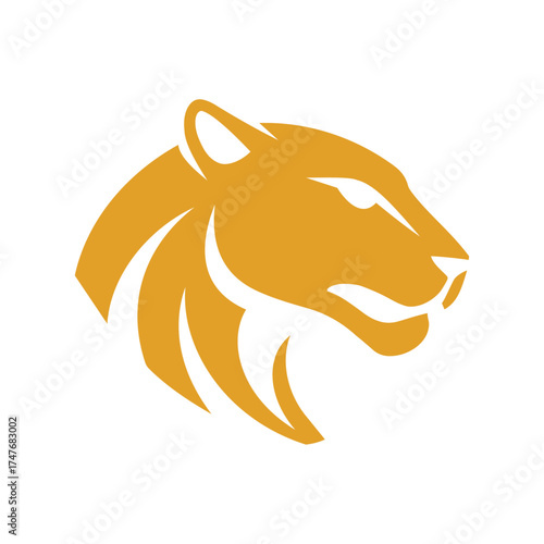 Stylized golden lion head logo design element