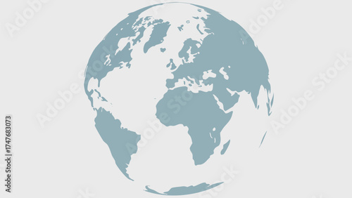 Illustration of the earth globe showing continents and oceans on a light background view from space