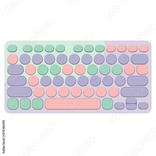 Trendy pastel keyboard illustration for modern tech designs and stylish workspace concepts and fresh colorful layouts