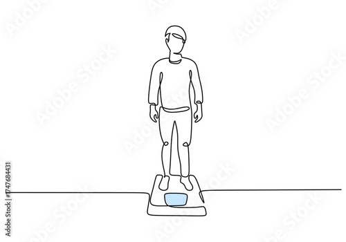 Continuous Line Drawing of Feet on a Weighing Scale