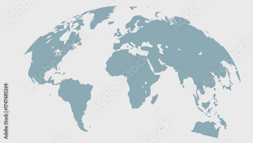 World map illustration showing continents in light blue on a white background in a simple flat style