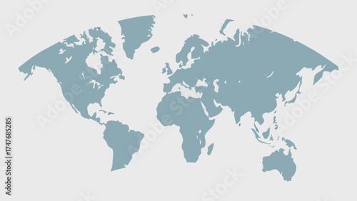 A world map in a light blue hue against a white background showing continents and landmasses clearly