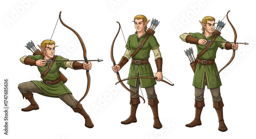 Fantasy elf archer ready for adventure, drawing inspiration for character design, game art, or book illustration with an adventurous spirit