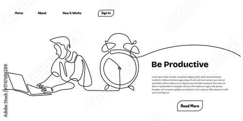 One Line Drawing of a Man Working for Productivity