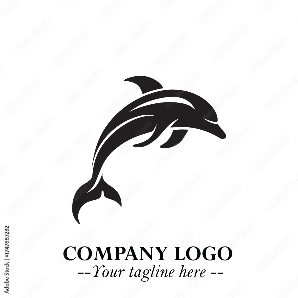 Fototapeta premium Dolphin Logo Symbol in Elegant Minimalist Vector Design for Modern Marine and Oceanic Branding