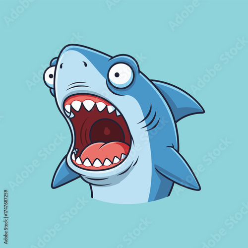 Shocked Wide Eyed Shark Cartoon Expression