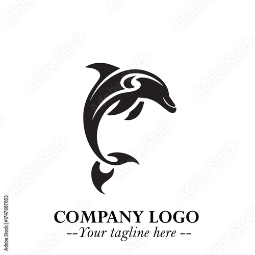 Dolphin Logo Symbol in Elegant Minimalist Vector Design for Modern Marine and Oceanic Branding