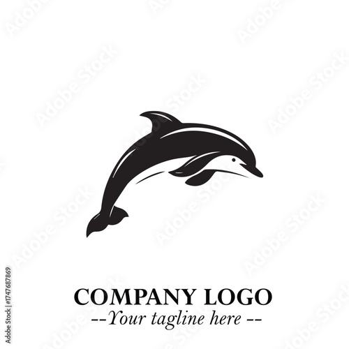 Dolphin Logo Symbol in Elegant Minimalist Vector Design for Modern Marine and Oceanic Branding