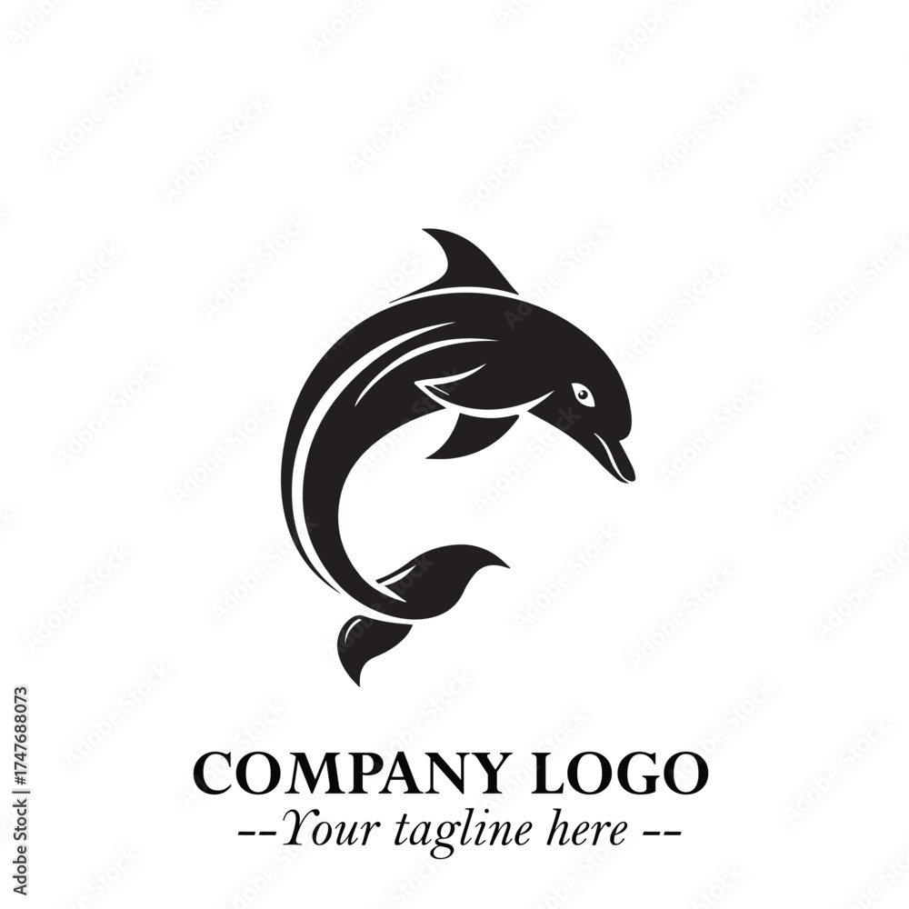 Fototapeta premium Dolphin Logo Symbol in Elegant Minimalist Vector Design for Modern Marine and Oceanic Branding