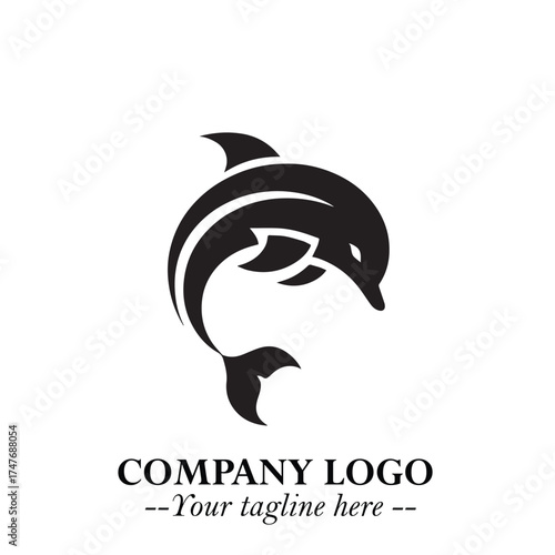 Dolphin Logo Symbol in Elegant Minimalist Vector Design for Modern Marine and Oceanic Branding