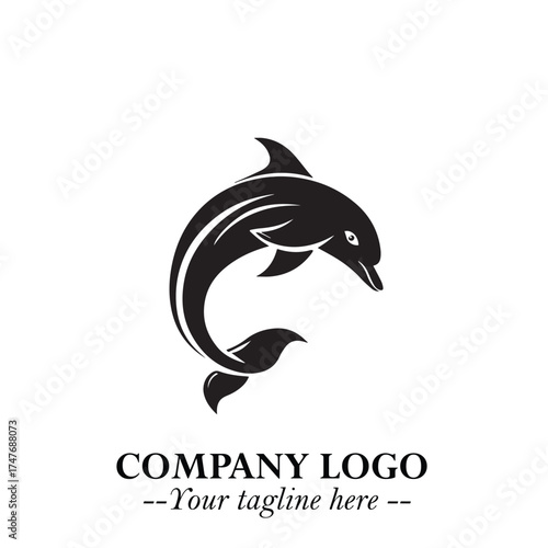 Dolphin Logo Symbol in Elegant Minimalist Vector Design for Modern Marine and Oceanic Branding
