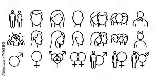 outline, relationship, gender, woman, group, design, concept, equality, [converted], male, (779), head, connection, fist, symbol, background, partnership, identity, family, keywords:, white, illustrat