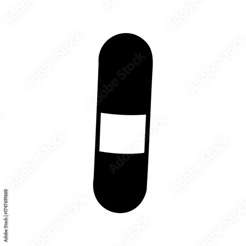 Black plaster or adhesive bandage design with white central pad feature