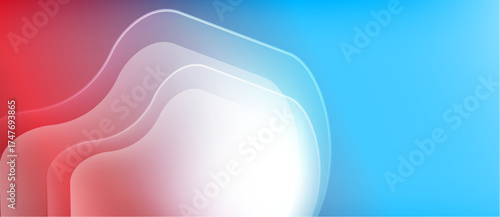 Abstract gradient background. Red, white, blue hues blend smoothly, creating flowing shapes. Minimalist design, modern aesthetic.