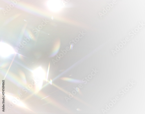 Ethereal Lens rainbow light streak transparent effect. Vector illustration PNG. Iridescent crystal leak glare reflection effect. Abstract refraction glow effect background.	