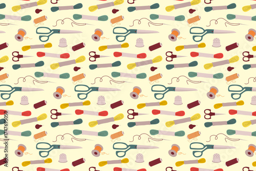 Sewing Tools Pattern in Vector Illustration