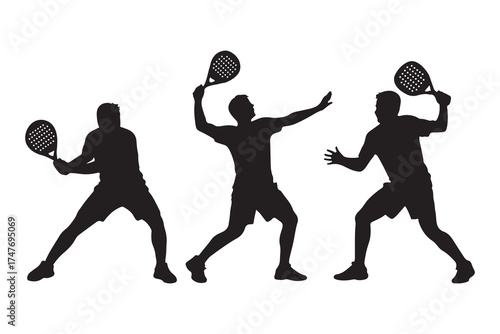 padel game pose collection silhouette