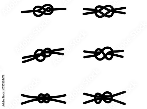 Illustrations of Various Knot Designs A Collection of Decorative and Functional Rope Tying Patterns