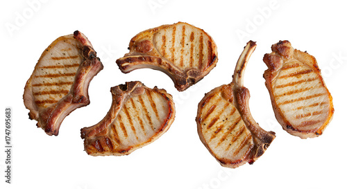 Wallpaper Mural Five Grilled Pork Chops Isolated Realistic Image Torontodigital.ca