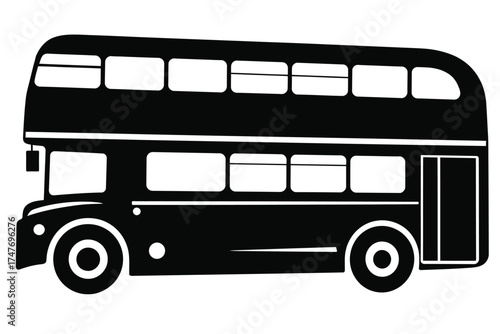 Vector silhouette illustration of a double decker bus for eps download vector
