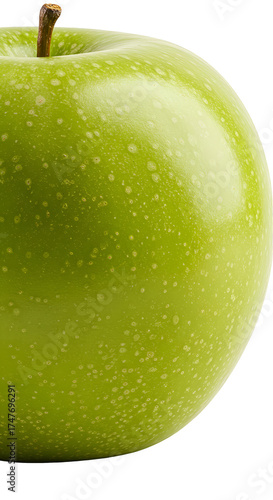 Isolated Green Apple With Water Droplets Realistic Photo