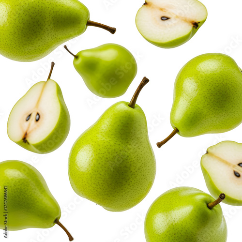 Fresh Green Pears Isolated Background Realistic Fruit Photo