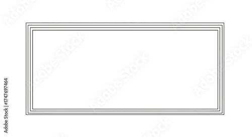 A simple silver rectangular picture frame with a classic design, isolated on a white background.