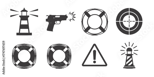 Set of nautical and safety icons vector illustration scalable eps graphics vector