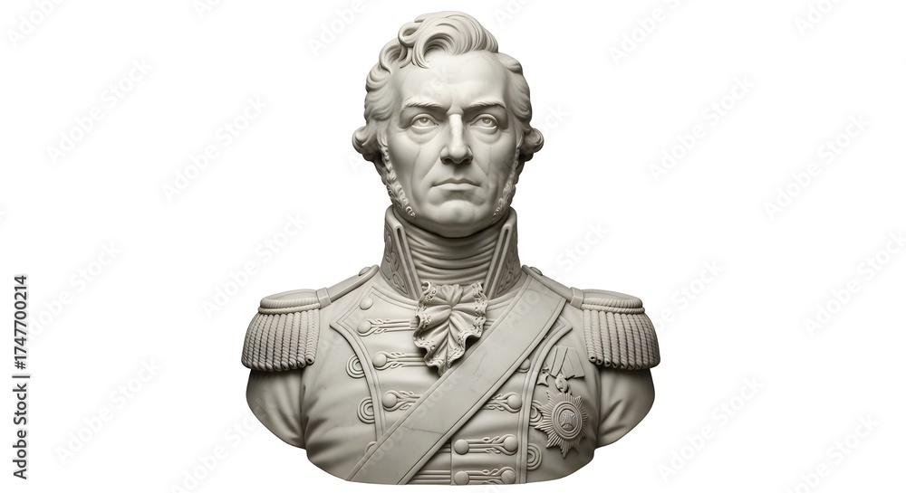 Obraz premium Marble Bust of a Historical Military Leader