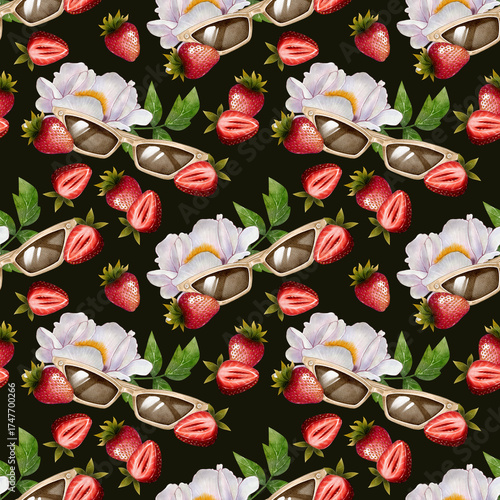 Strawberries and sunglasses pattern