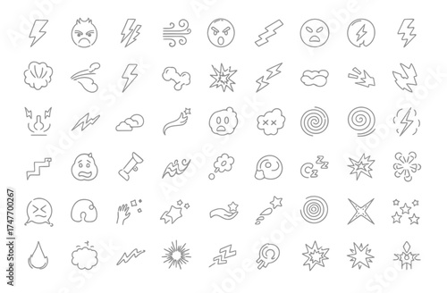 Weather and Emotion Icons: A Comprehensive Collection of Line Art Symbols