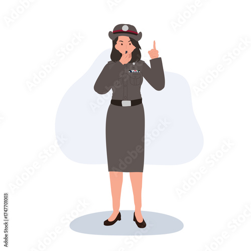 thai policewoman giving signal in professional uniform representing discipline and public safety