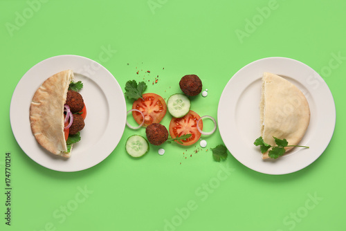 Plates of delicious pitas w...